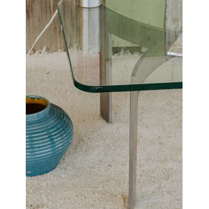 Table basse en verre et pied chromé n°934