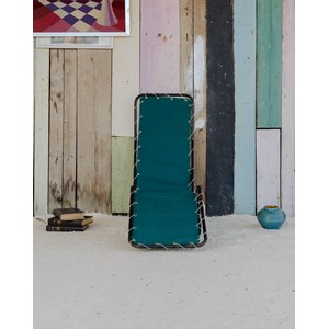 Chaise longue en tissu vert sapin n°13
