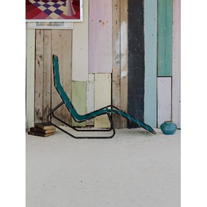 Chaise longue en tissu vert sapin n°13