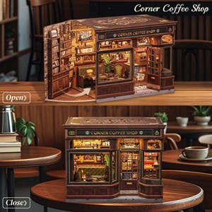 Corner coffee shop - maquette booknook serre-livre