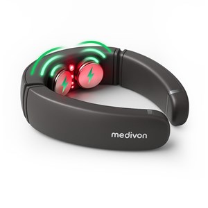Masseur chauffant cou impulsions vibrations anti-douleur avec 2 électrodes mediv