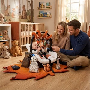 Tapis d'éveil premium 2-en-1 spirale d'activité incluse - thème: la forêt Orange