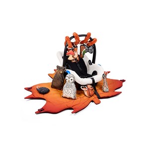 Tapis d'éveil premium 2-en-1 spirale d'activité incluse - thème: la forêt Orange