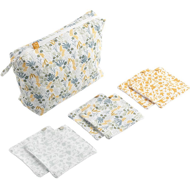 Trousse de toilette + 6 carrés éponge promenons-nous