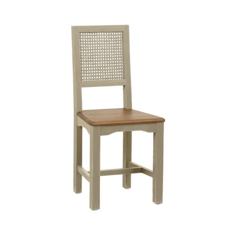 Lot de 2 chaises canné bois beige -