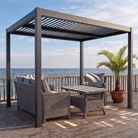 Rhodes pergola bioclimatique structure et lames orientables en aluminium 3x3m