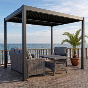 Rhodes pergola bioclimatique structure et lames orientables en aluminium 3x3m