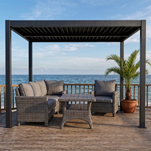 Rhodes pergola bioclimatique structure et lames orientables en aluminium 3x3m