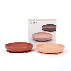 Set 2 assiettes ventouses en silicone - blush &nbsp; terracotta
