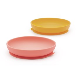 Set 2 assiettes ventouses en silicone - coral &nbsp; mimosa