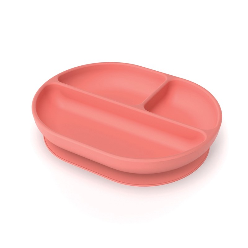 Assiette compartimentée en silicone - coral