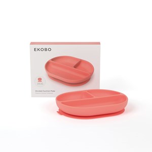 Assiette compartimentée en silicone - coral