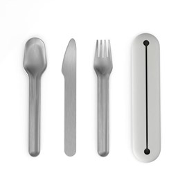 Trio de couverts en inox avec étui en silicone