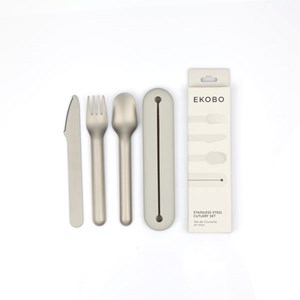Trio de couverts en inox avec étui en silicone