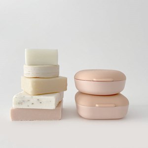 Boîte à savon de voyage ronde - blush