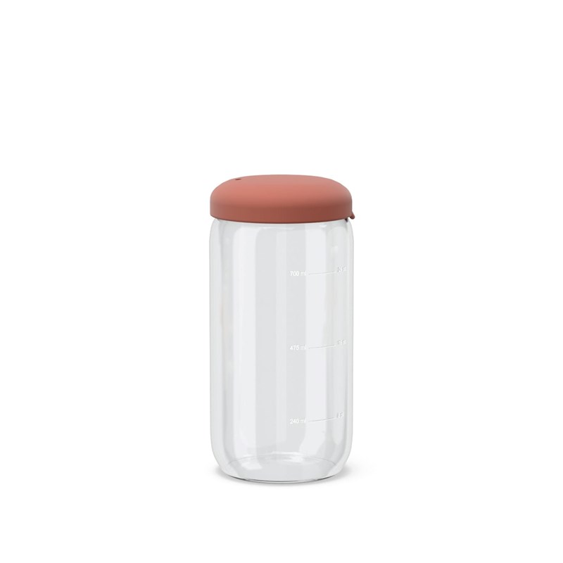 Bocal hermétique en verre borosilicate 750 ml - terracotta