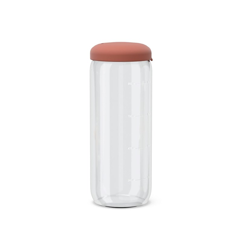 Bocal hermétique en verre borosilicate 1000 ml - terracotta