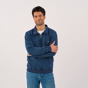 Sweat à col zippé bleu marine S
