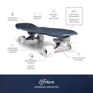 Surfskate premium – sensation surf authentique sur asphalte Bleu foncé