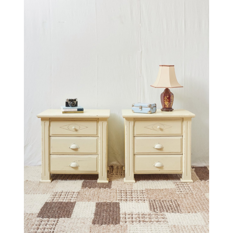 Paire de grands chevets en eucalyptus n°1302