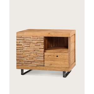 Neo - meuble salle de bain en teck parqueté 90cm