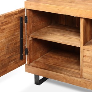 Neo - meuble salle de bain en teck parqueté 90cm