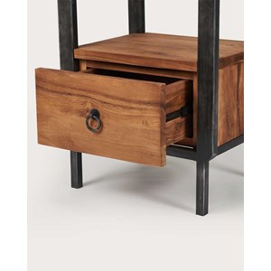 Samuraï - colonne de salle de bain industrielle en teck et métal