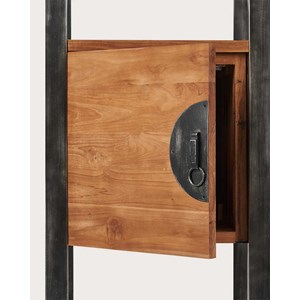 Samuraï - colonne de salle de bain industrielle en teck et métal