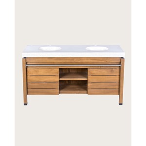 Borneo - meuble double vasque avec plateau terrazzo