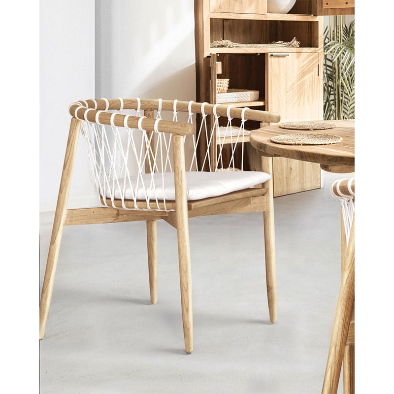 Nala - chaise en teck massif et cordage blanc