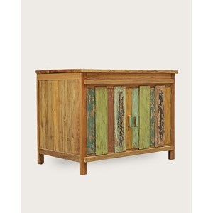 Antik - meuble sous vasque en teck de bateau recyclé