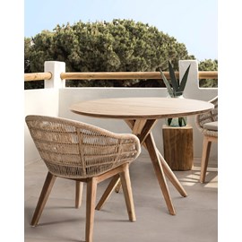 Shiraz - table repas ronde en teck massif d110 cm 4&nbsp;6 pers.