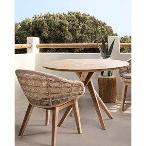 Shiraz - table repas ronde en teck massif d110 cm 4&nbsp;6 pers.