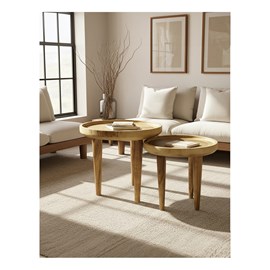 Léothéo - lot de 2 tables basse en teck massif