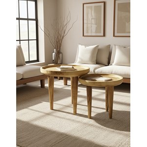 Léothéo - lot de 2 tables basse en teck massif