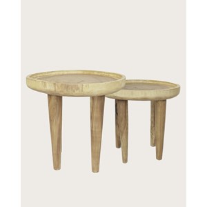 Léothéo - lot de 2 tables basse en teck massif