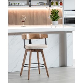 Micha - chaise de bar en tissu et pieds en bois