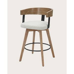Micha - chaise de bar en tissu et pieds en bois