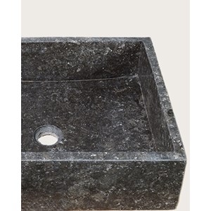 Malka - vasque à poser rectangle marbre terrazzo premium noire