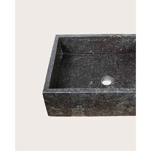 Malka - vasque à poser rectangle marbre terrazzo premium noire