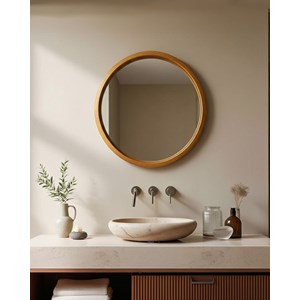 Liora - miroir rond en bois massif de manguier