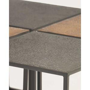Domino - table basse carrée en métal bicolore noir et doré
