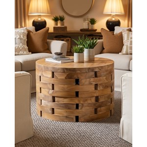 Brickle - table basse ronde en bois de teck massif