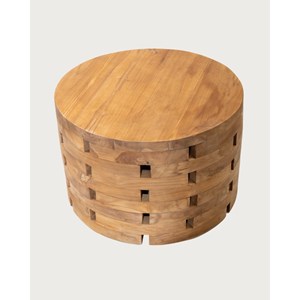 Brickle - table basse ronde en bois de teck massif