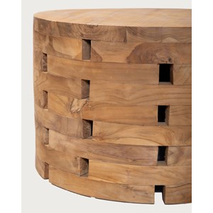 Brickle - table basse ronde en bois de teck massif