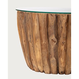 Woodle - table basse en bois massif avec plateau en verre