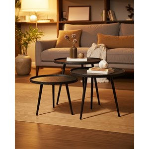 Soccoro - table basse ronde gigogne en métal noir