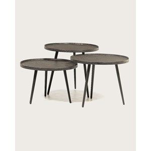 Soccoro - table basse ronde gigogne en métal noir
