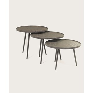 Soccoro - table basse ronde gigogne en métal noir