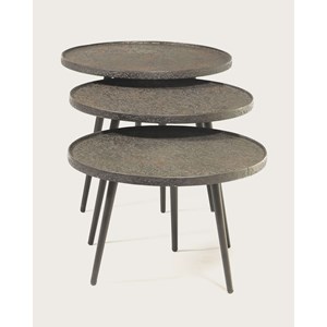 Soccoro - table basse ronde gigogne en métal noir